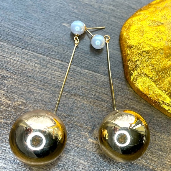 New ~ Gold Glass Bubbles Earrings - Picture 4 of 7